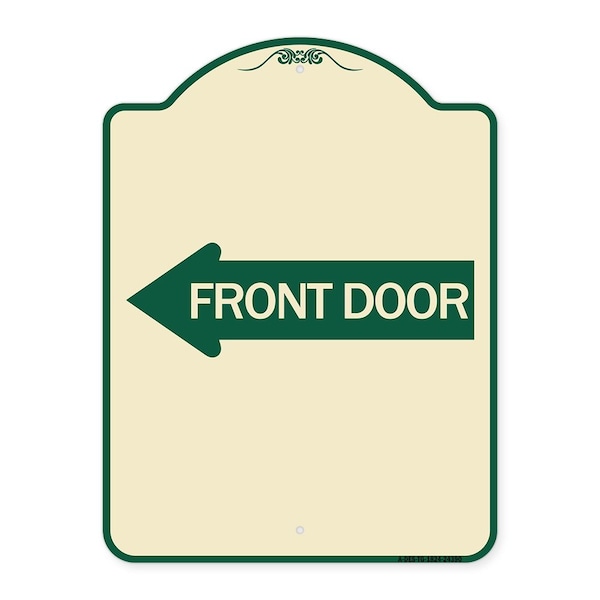 Signmission Front Door With Left Arrow Heavy-Gauge Aluminum Architectural Sign, 24" x 18", TG-1824-24390 A-DES-TG-1824-24390 - main
